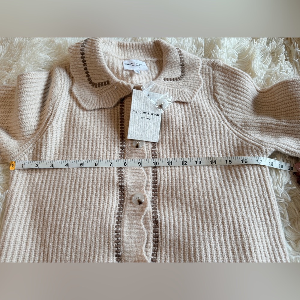 NWT Willow & Wind Cardigan with Brown Trim - Picture 8 of 9